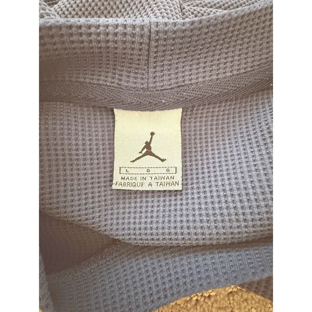Vintage retro 90s Air Michael Jordan Long Sleeve Shirt waffle knit‎ Size L Blue